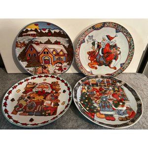 4 Royal Norfolk Christmas Village Cross Stitch Plates 4 Different Patterns  #864